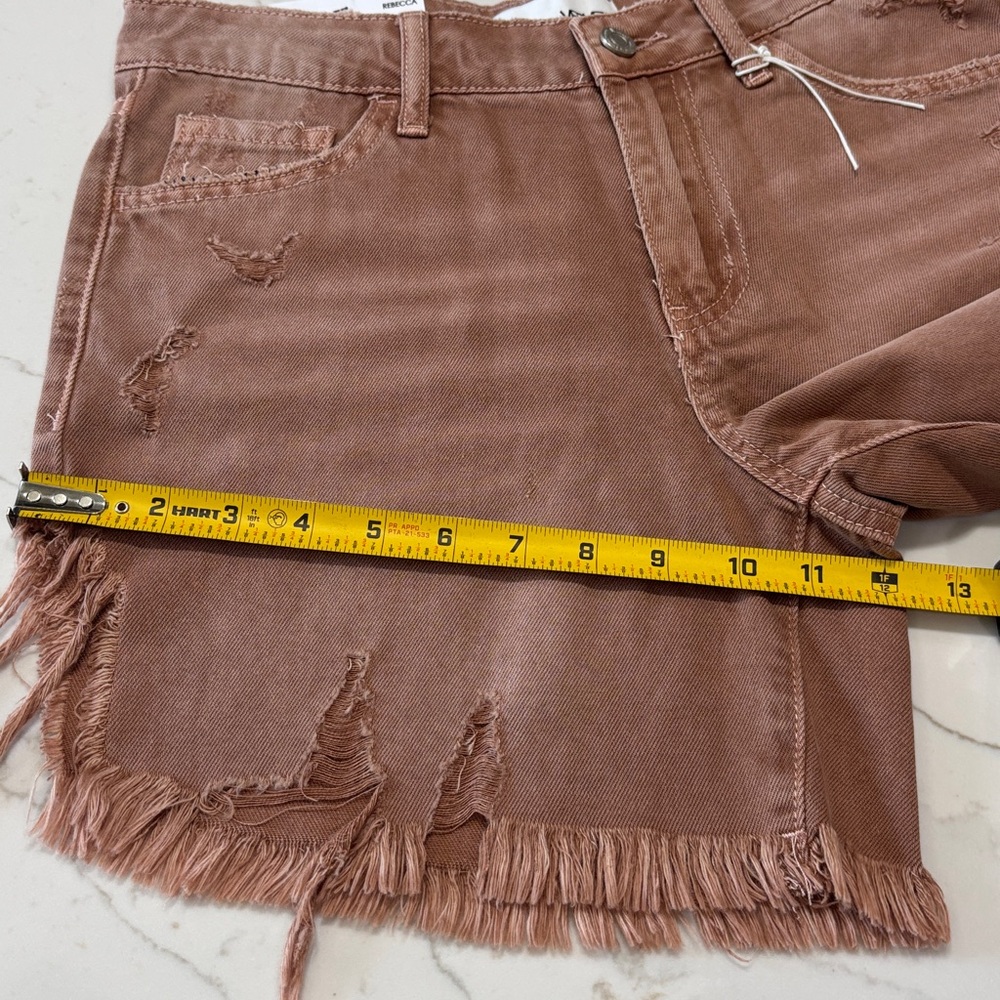 Vervet high rise Women's Frayed Brown Jean Shorts - Picture 13 of 15